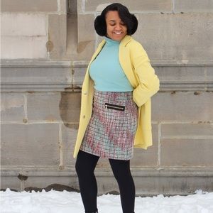 LOFT Tweed Zipper Front Mini Skirt